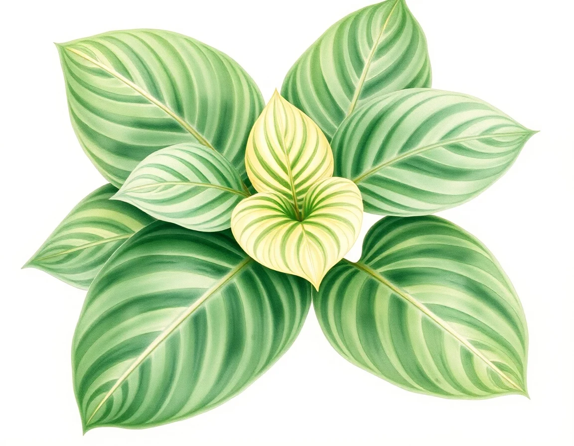 Watercolor illustration of Hosta 'Brutus Buckeye'