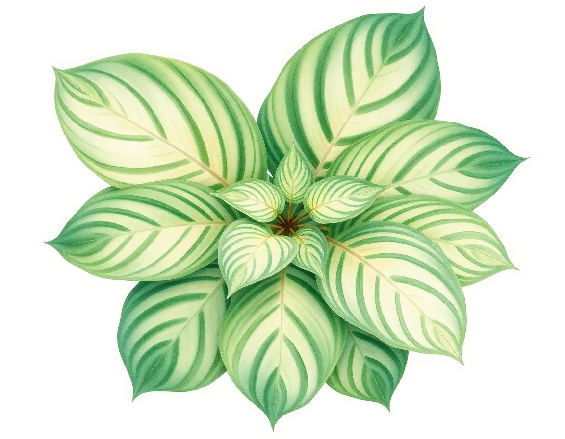 Watercolor illustration of Hosta 'Bubbling Spring'