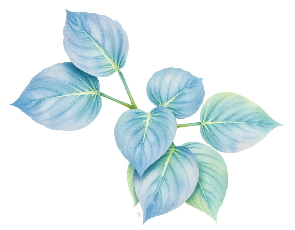Watercolor illustration of Hosta 'Buckshaw Blue'