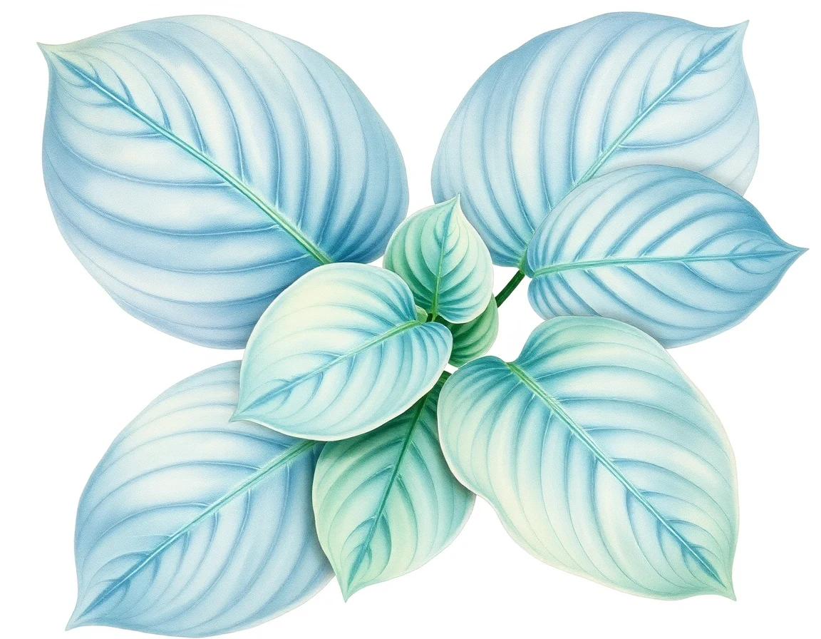 Watercolor illustration of Hosta 'Buffalo Bill'