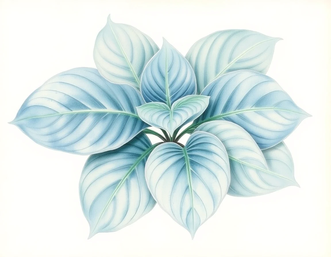 Watercolor illustration of Hosta 'Cajun Sunrise'