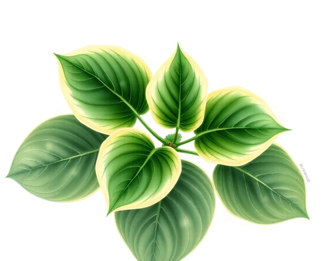 Watercolor illustration of Hosta 'Calypso'