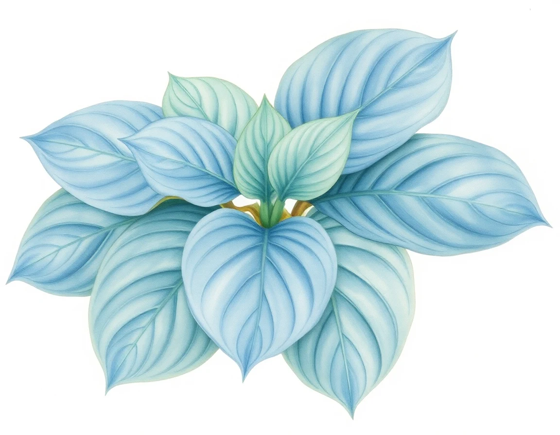 Watercolor illustration of Hosta 'Camelot'