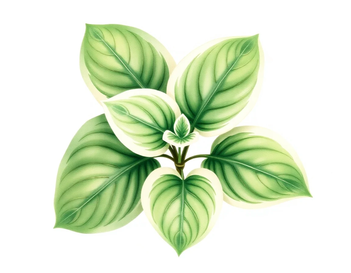 Watercolor illustration of Hosta 'Cameo'