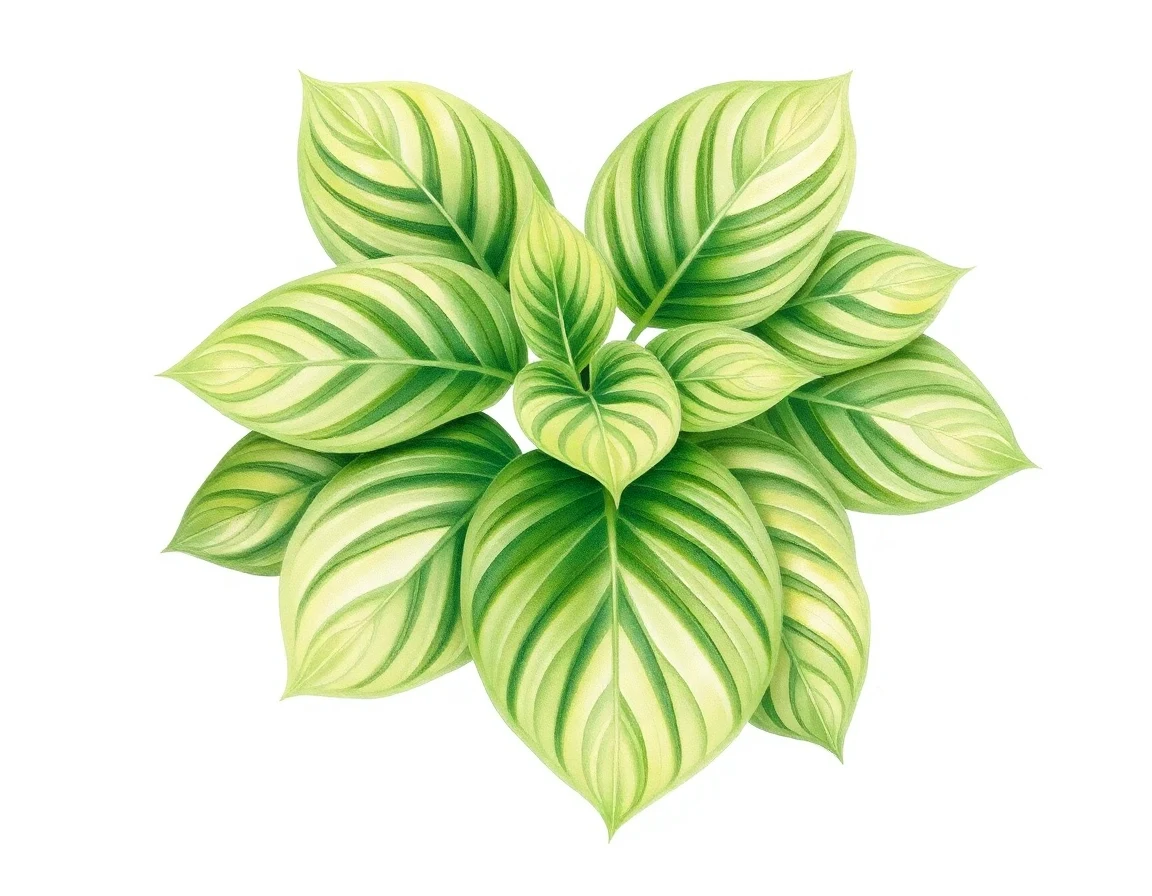 Watercolor illustration of Hosta 'Canadian Foreign Affairs'
