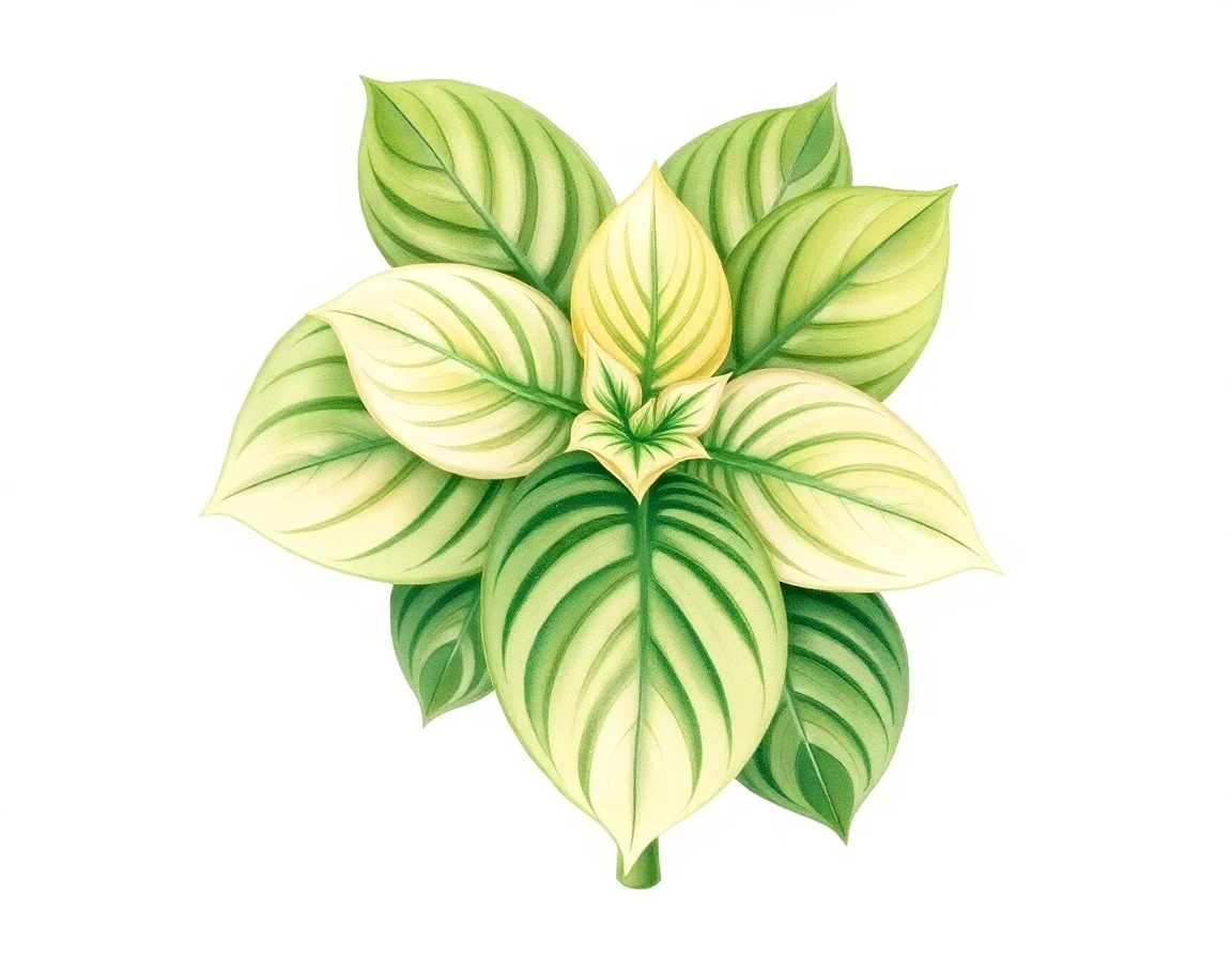 Watercolor illustration of Hosta 'Canadian Shield'