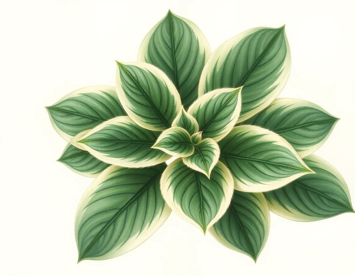 Watercolor illustration of Hosta 'Candy Box'