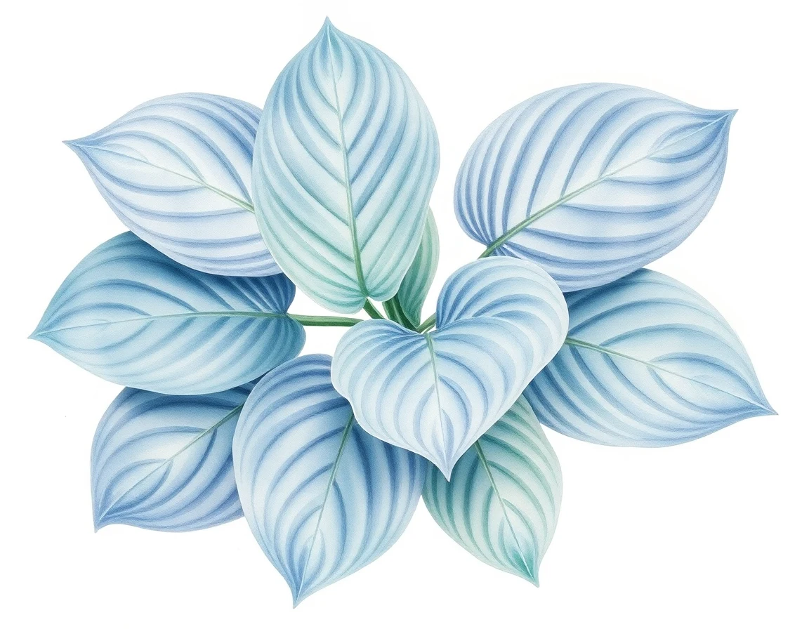 Watercolor illustration of Hosta 'Candy Hearts'