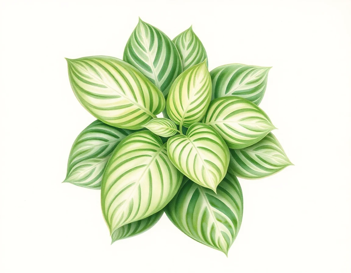 Watercolor illustration of Hosta 'Candy Striper'