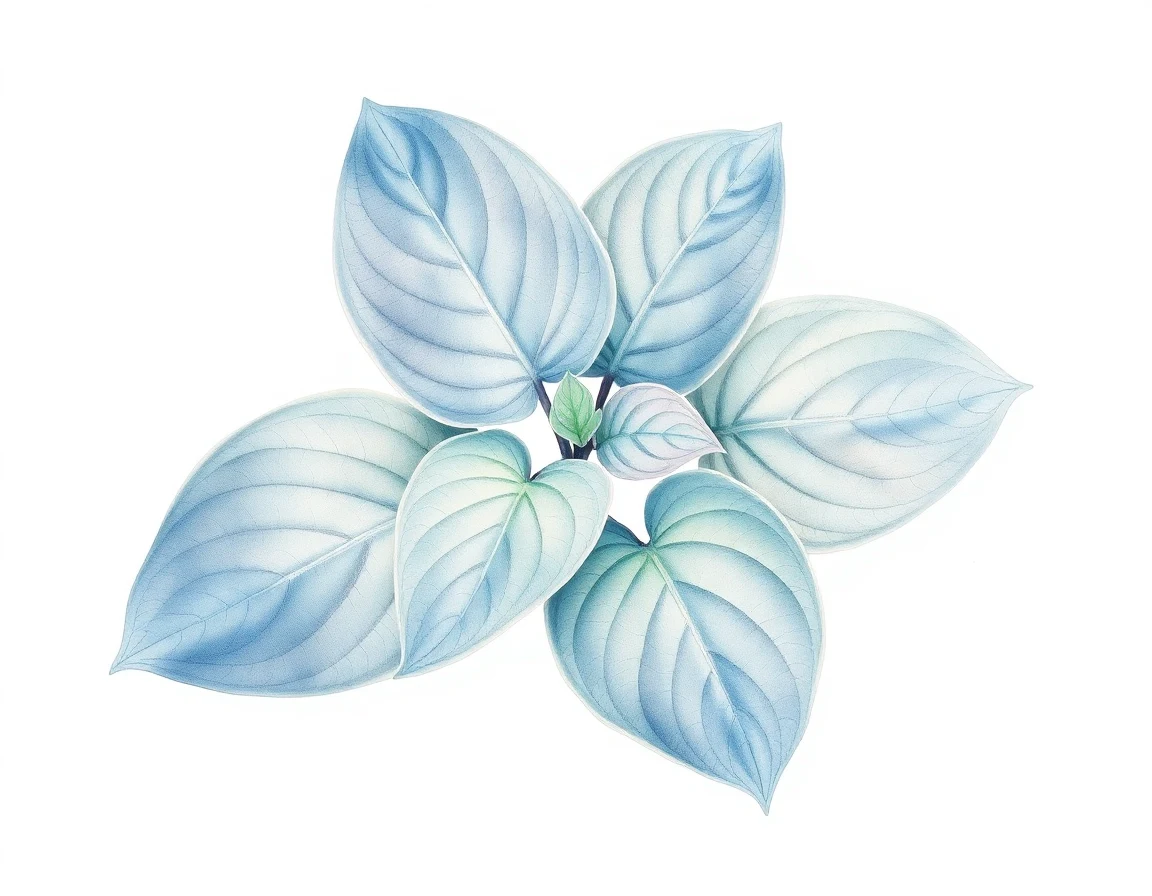 Watercolor illustration of Hosta 'Carder Blue'