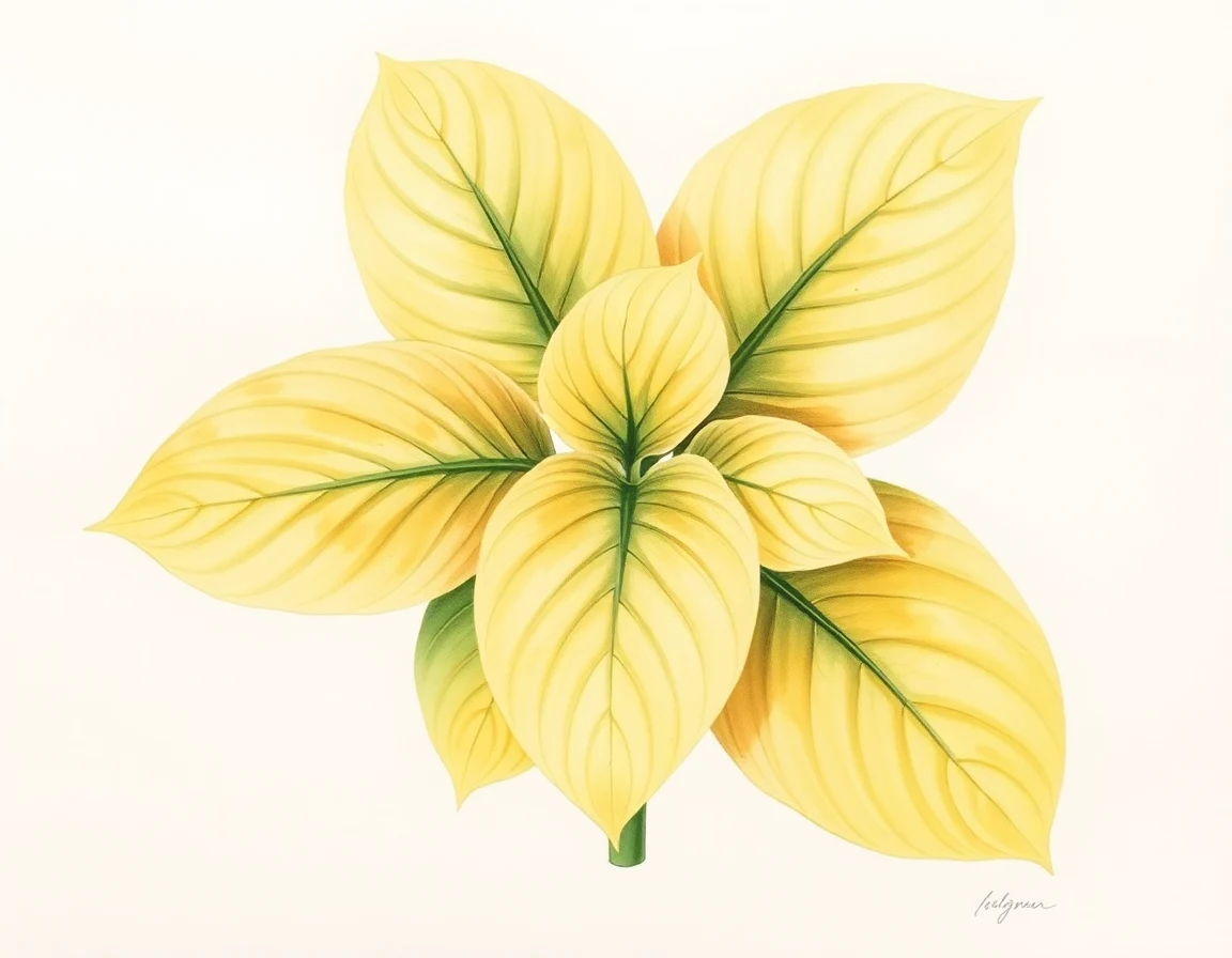 Watercolor illustration of Hosta 'Cardwell Yellow'