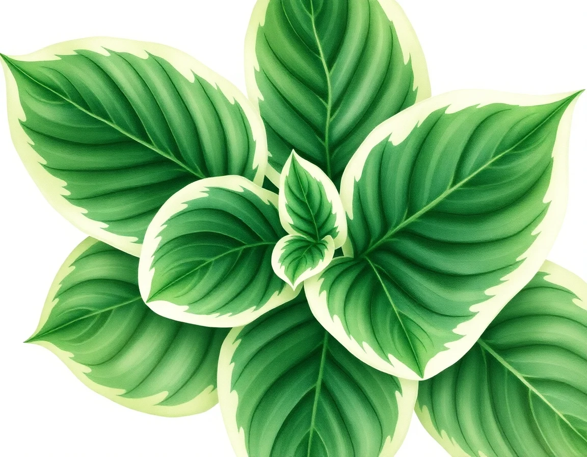 Watercolor illustration of Hosta 'Cascade Mist'