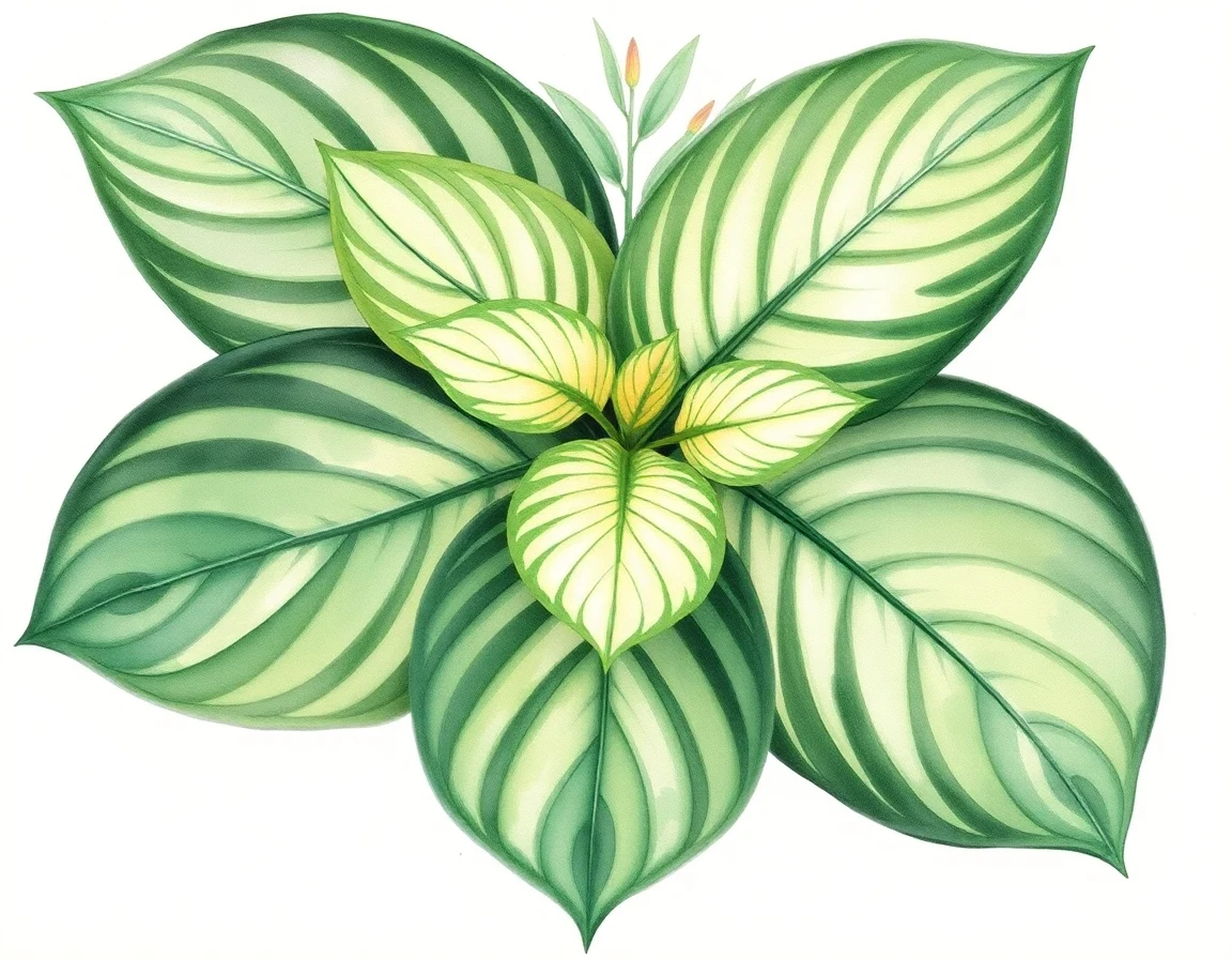 Watercolor illustration of Hosta 'Cathy's Splender'