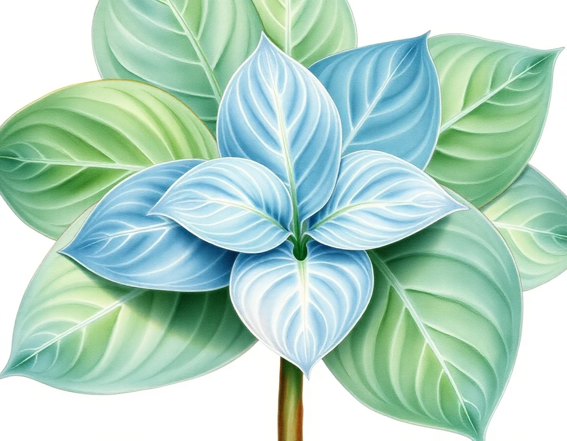 Watercolor illustration of Hosta 'Celestial Lightning'