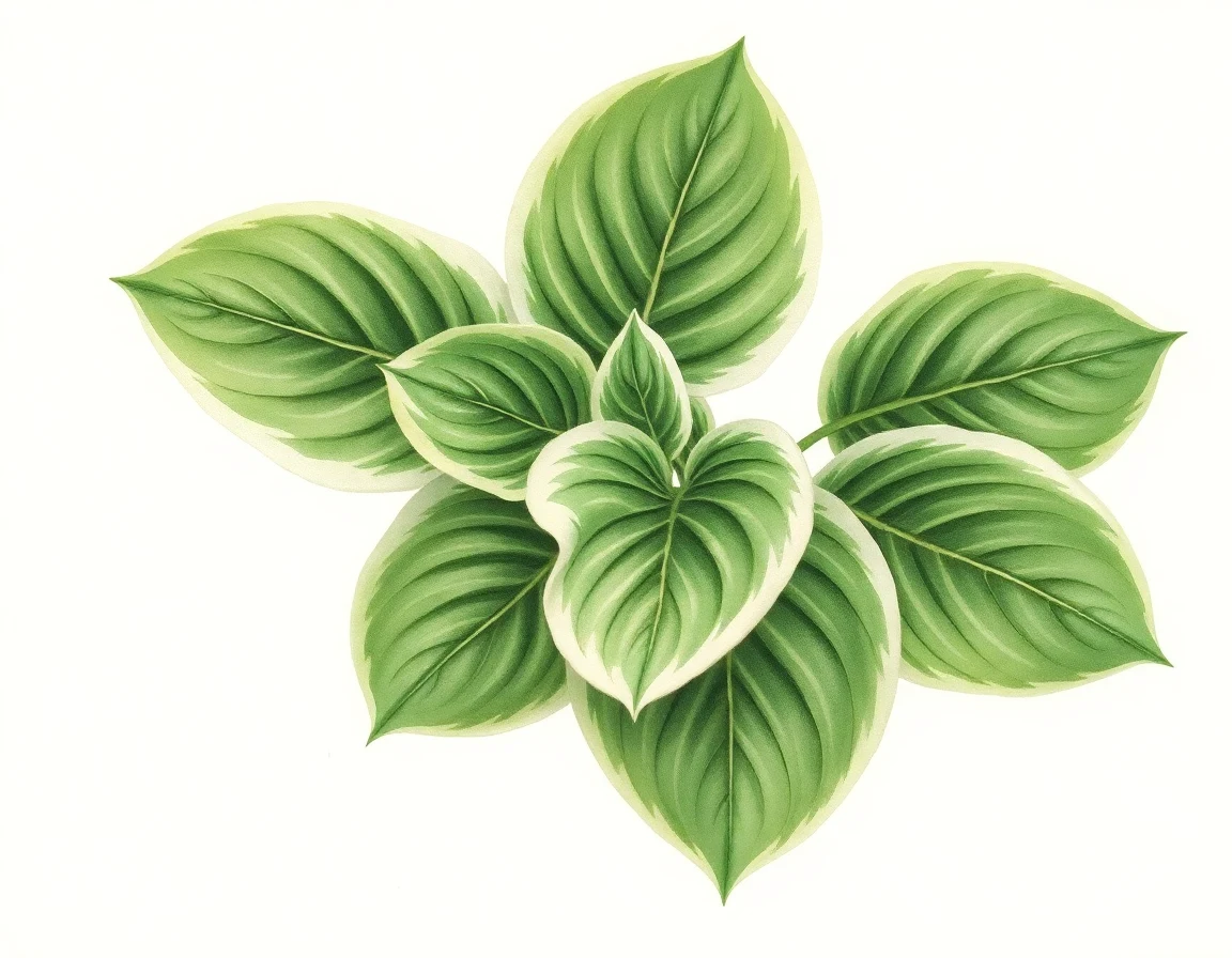 Watercolor illustration of Hosta 'Center Stage'