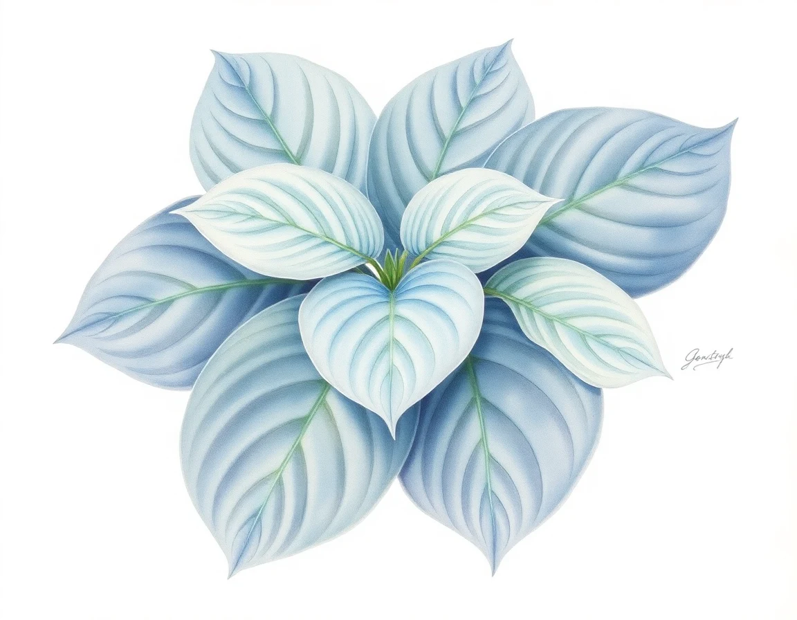 Watercolor illustration of Hosta 'Champ'