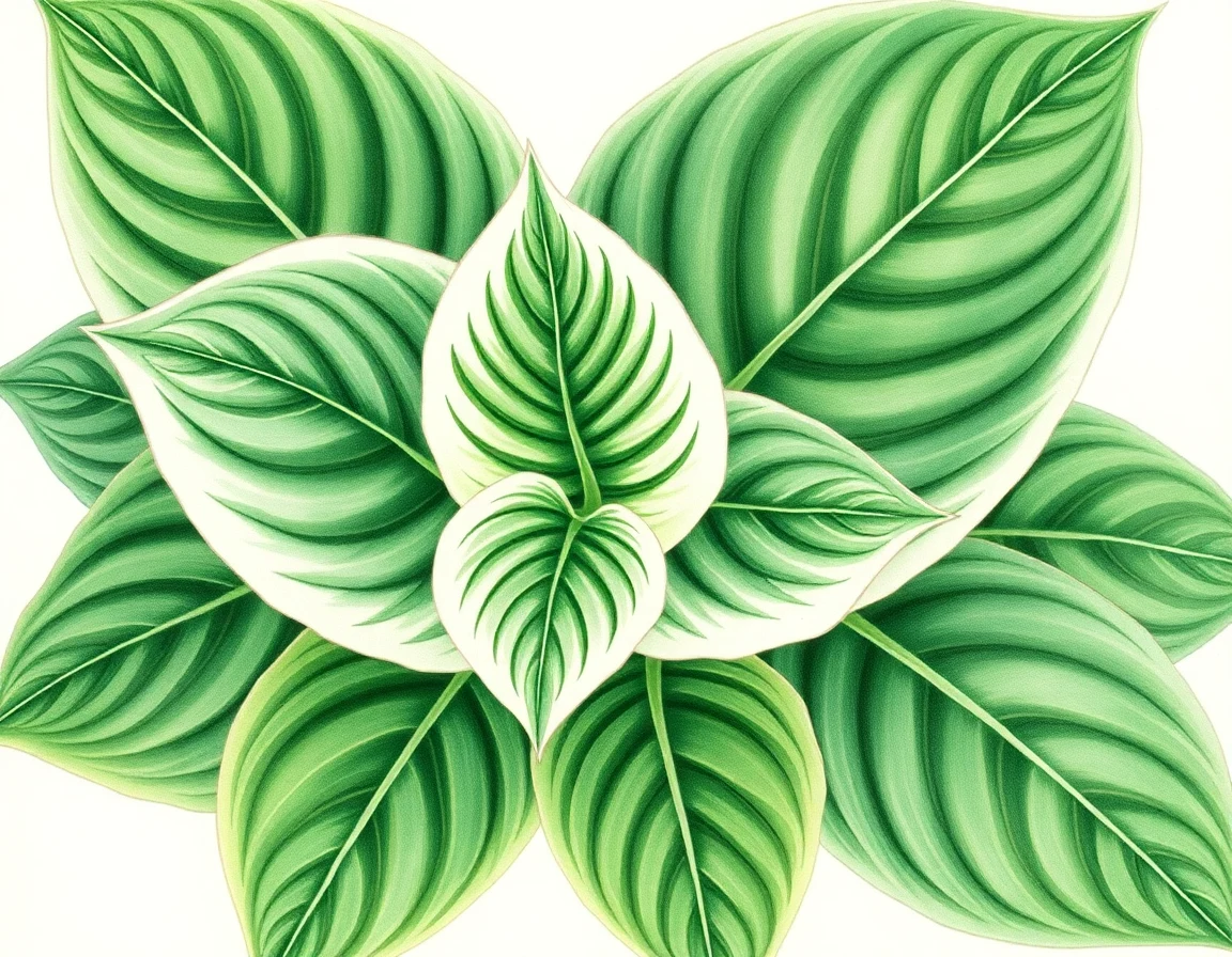 Watercolor illustration of Hosta 'Champaign Taste'