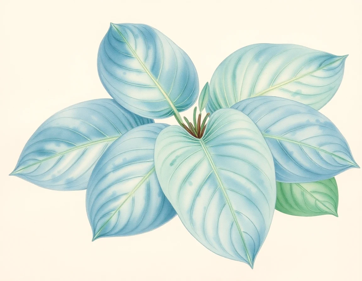 Watercolor illustration of Hosta 'Checkerboard II'