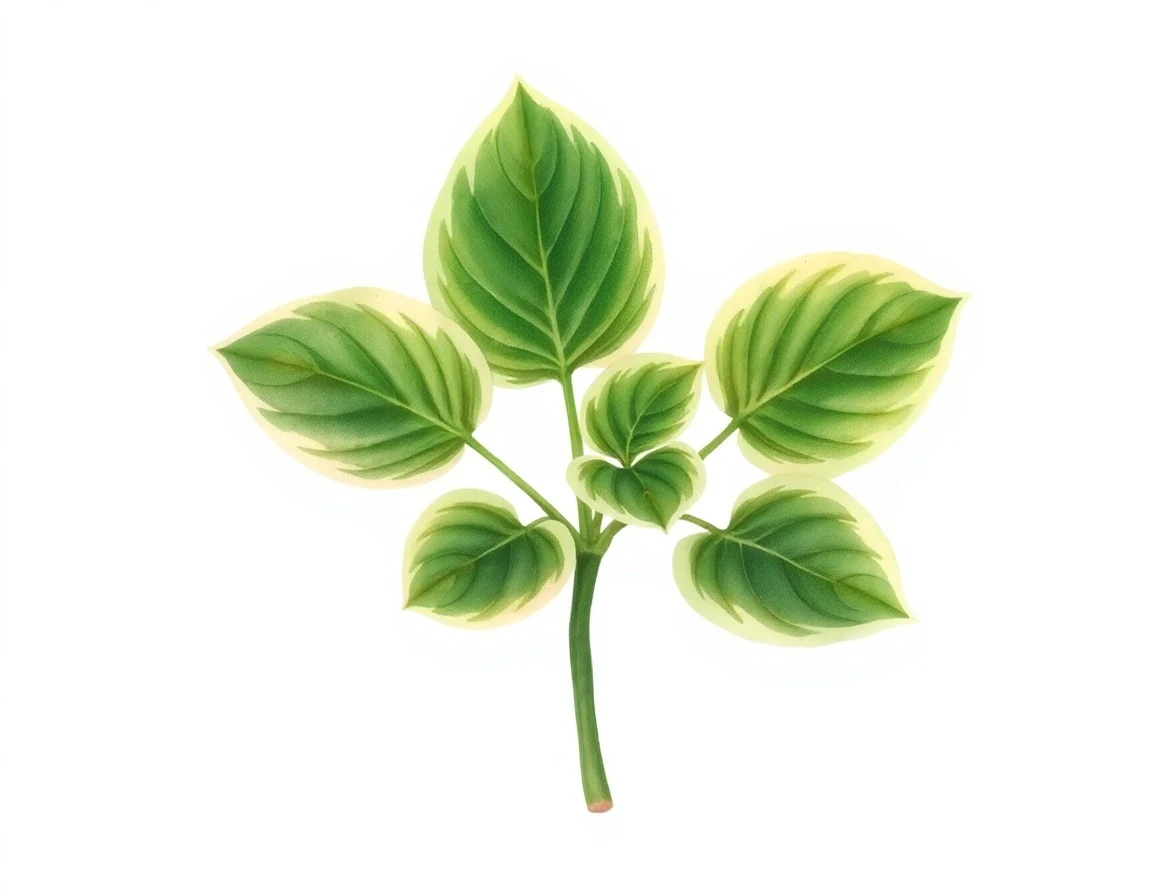 Watercolor illustration of Hosta 'Cherries Jubilee'