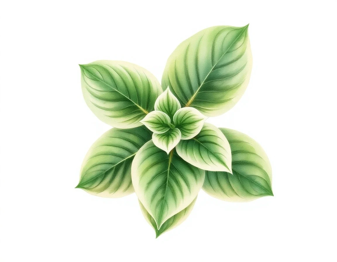 Watercolor illustration of Hosta 'Cherry Bomb'