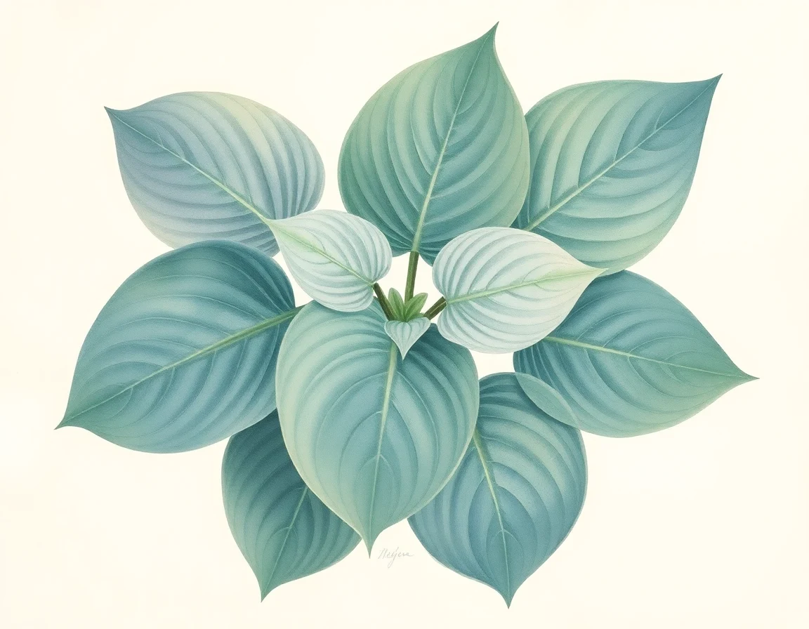 Watercolor illustration of Hosta 'Cherry Flip'