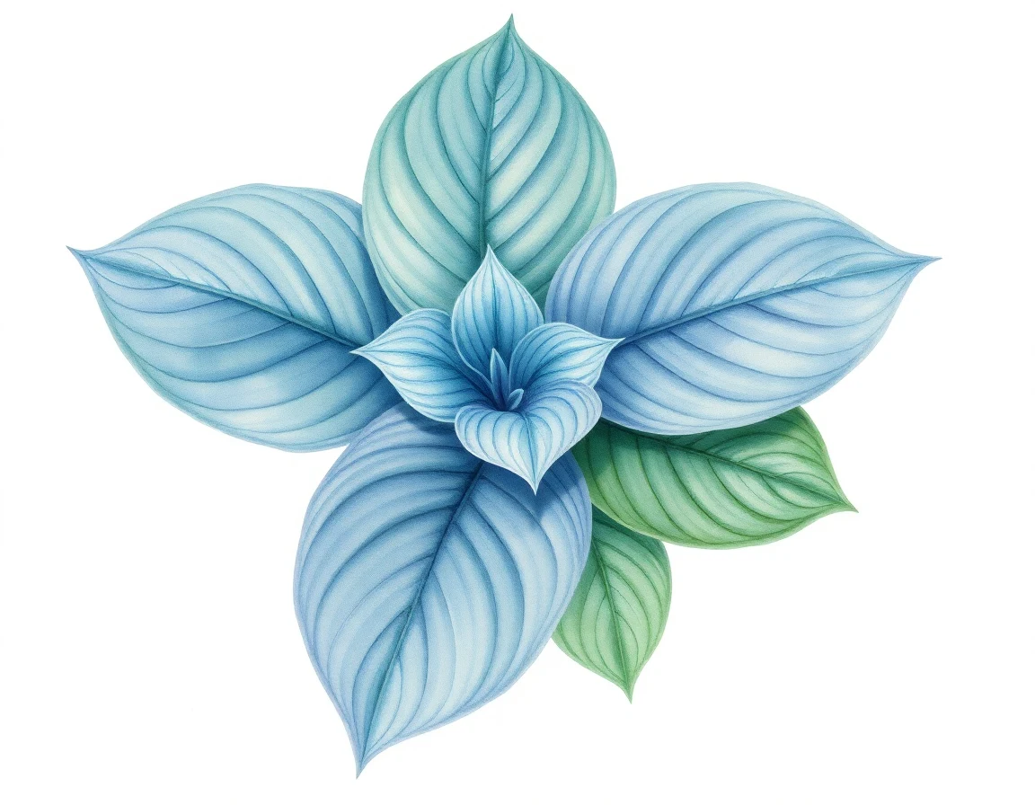 Watercolor illustration of Hosta 'Chief White Cloud'