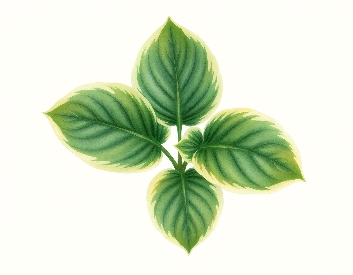 Watercolor illustration of Hosta 'Childhood Sweetheart'