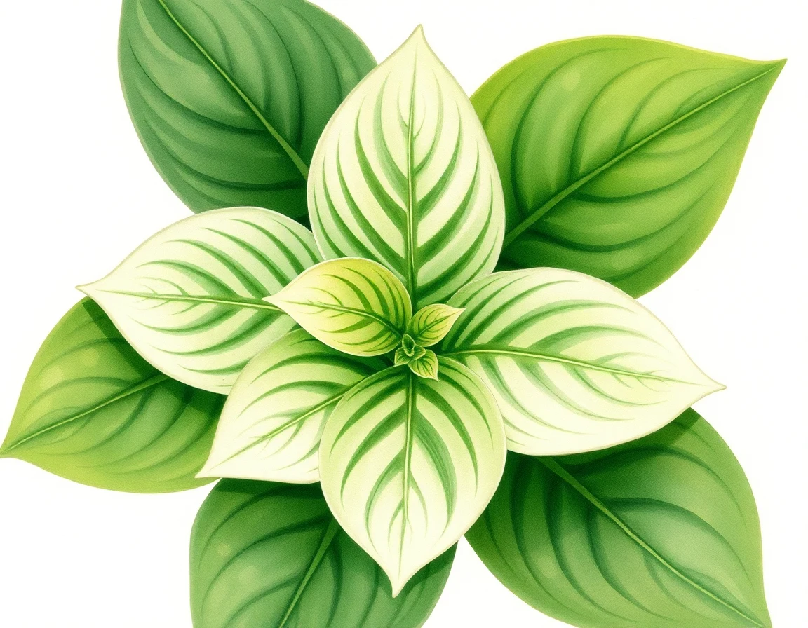 Watercolor illustration of Hosta 'Chirp'