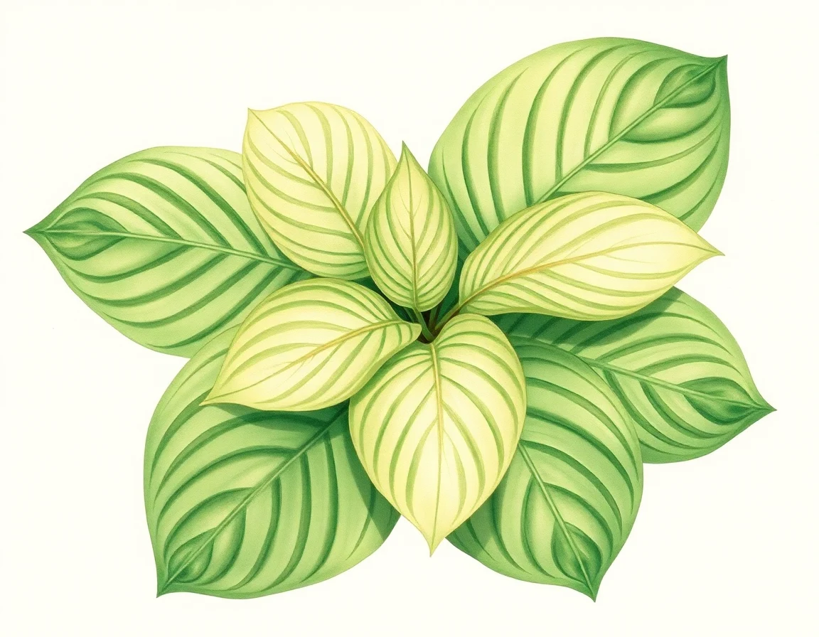 Watercolor illustration of Hosta 'Chodai Ginba'