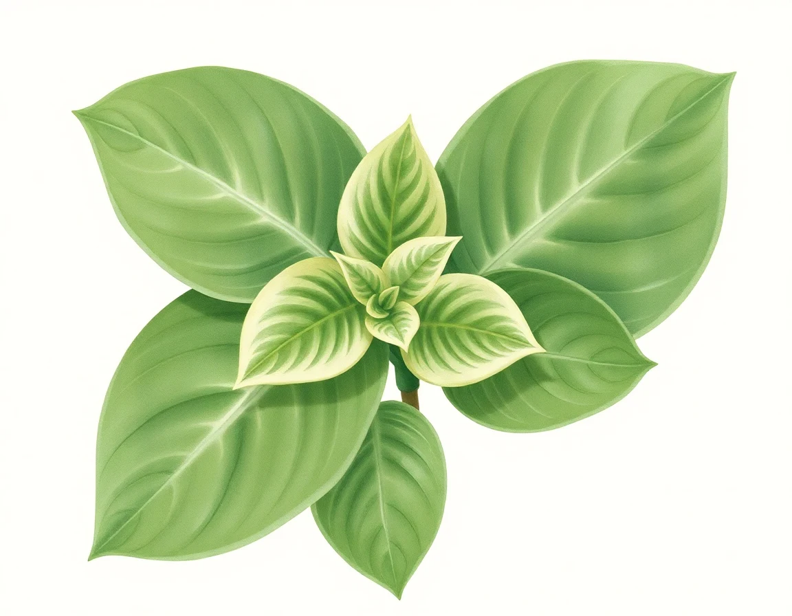 Watercolor illustration of Hosta 'Christmas Candy'