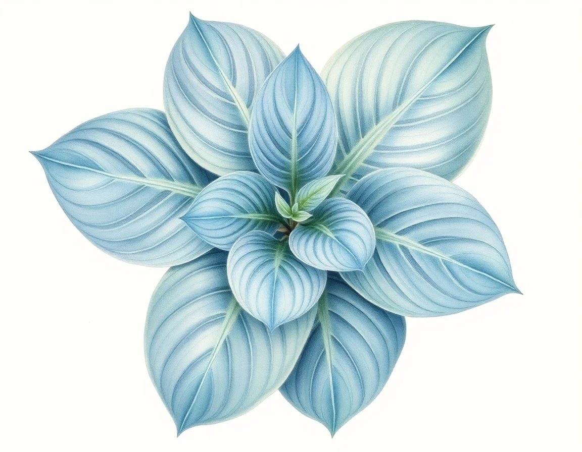 Watercolor illustration of Hosta 'Christmas Cookies'