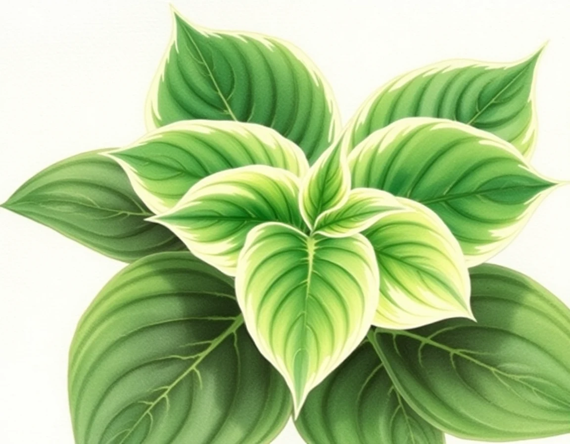 Watercolor illustration of Hosta 'Christmas Eve'