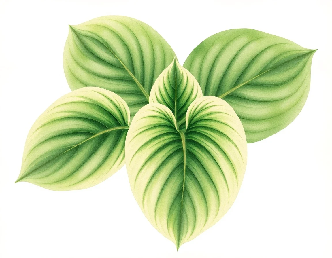 Watercolor illustration of Hosta 'Christmas Pageant'
