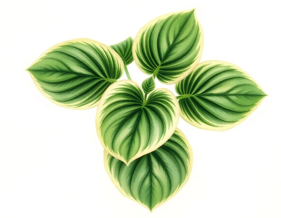 Watercolor illustration of Hosta 'Christmas Tree Gala'
