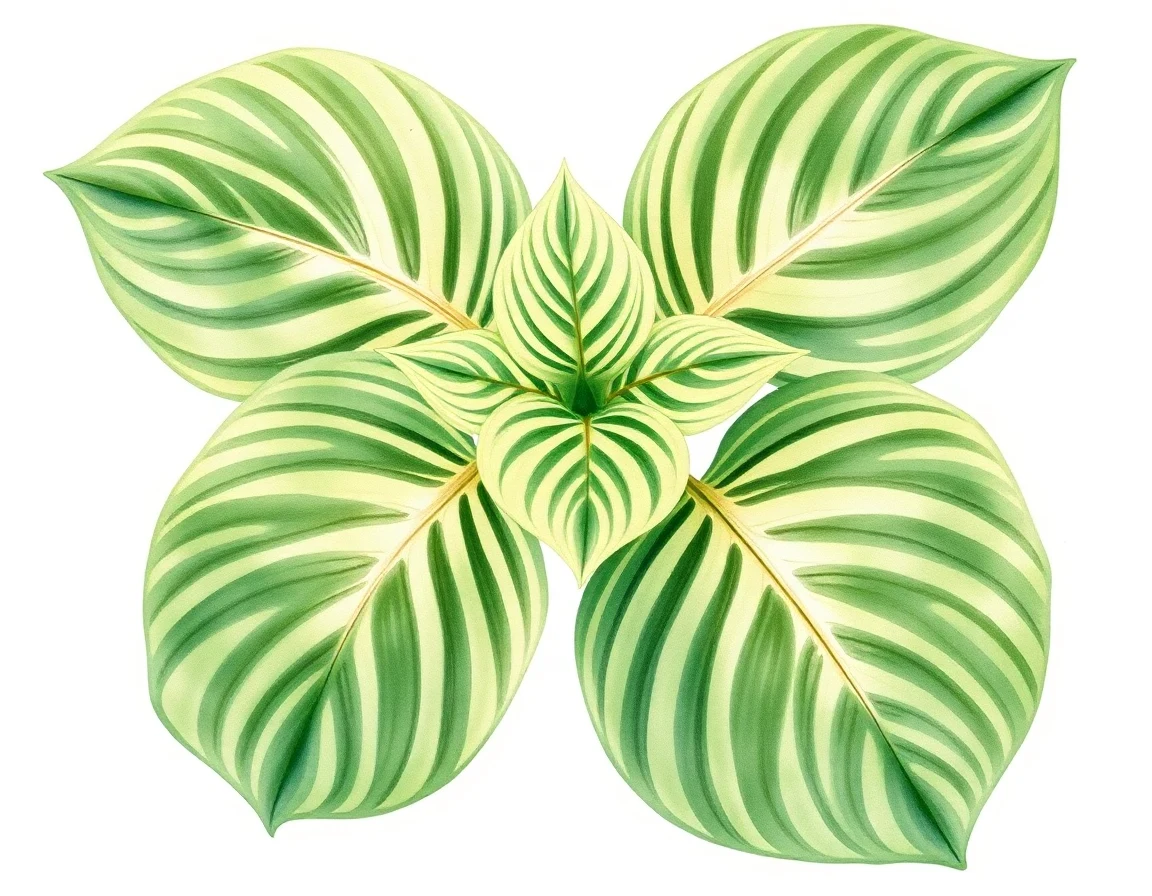Watercolor illustration of Hosta 'Circus Clown'