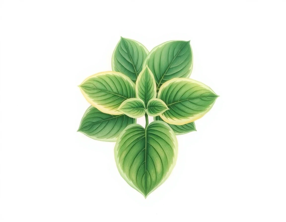 Watercolor illustration of Hosta 'City Dog'