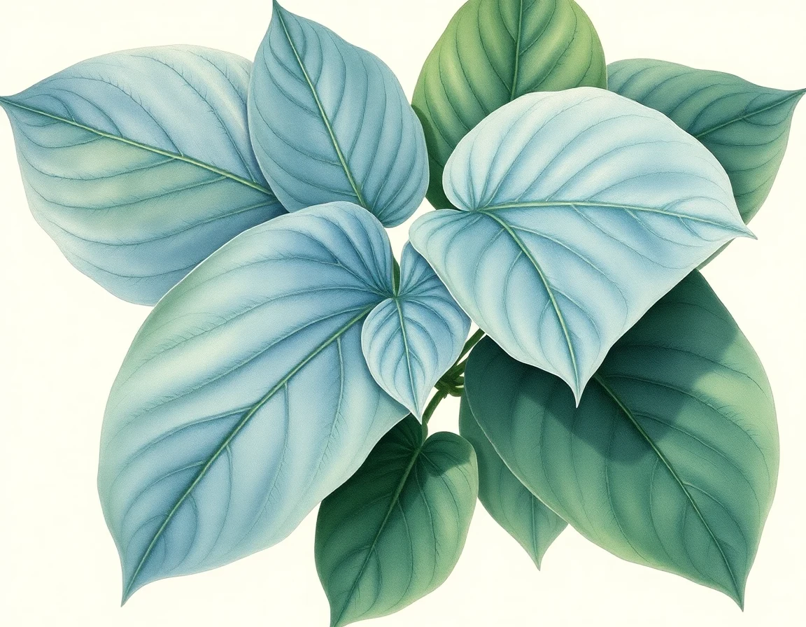 Watercolor illustration of Hosta 'Clear Fork River Valley'