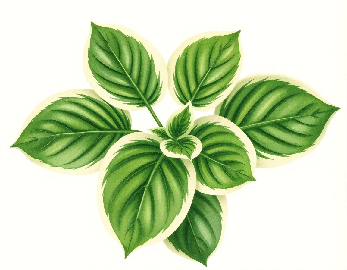 Watercolor illustration of Hosta 'Clifford's Broken Heart'