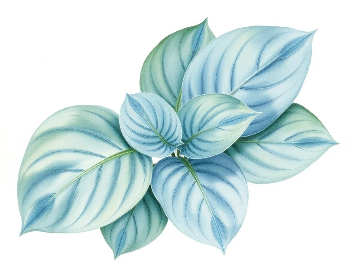 Watercolor illustration of Hosta 'Cloudburst'