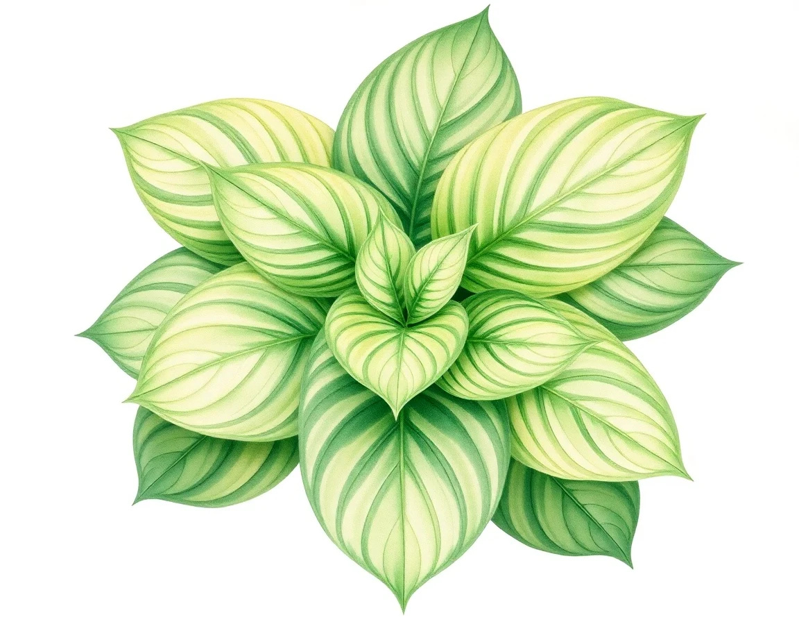 Watercolor illustration of Hosta 'Clovelly'