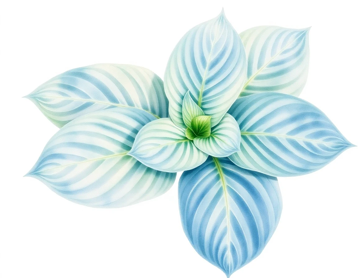 Watercolor illustration of Hosta 'Clown Belly'