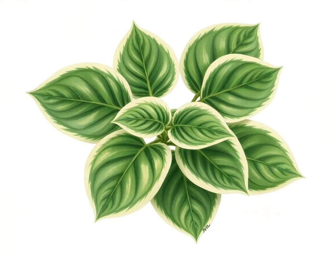 Watercolor illustration of Hosta 'Coach Jim Fox'