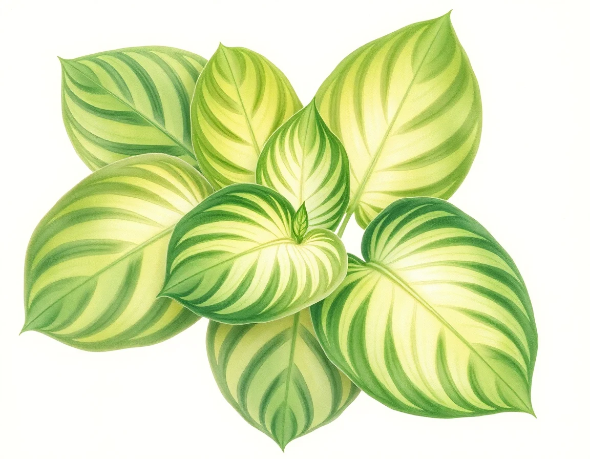 Watercolor illustration of Hosta 'Coal Black'