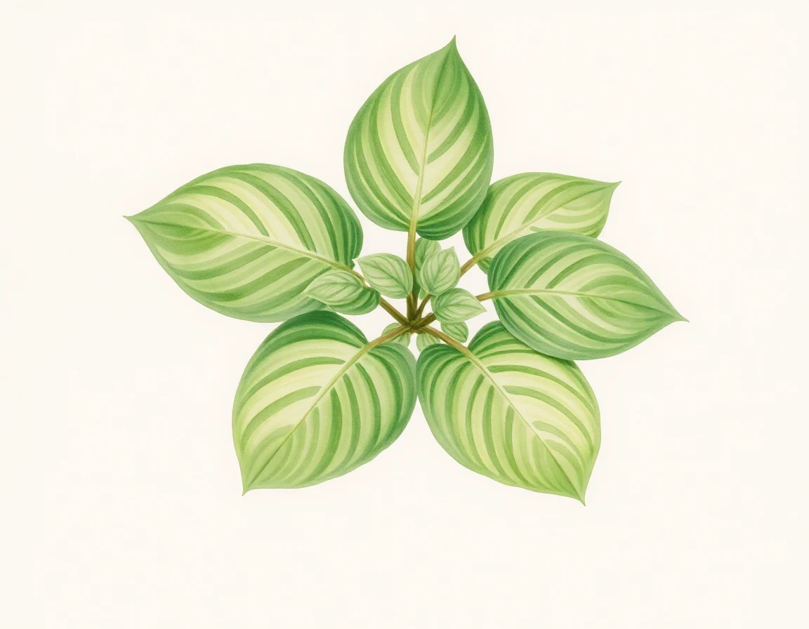 Watercolor illustration of Hosta 'Colorado River'