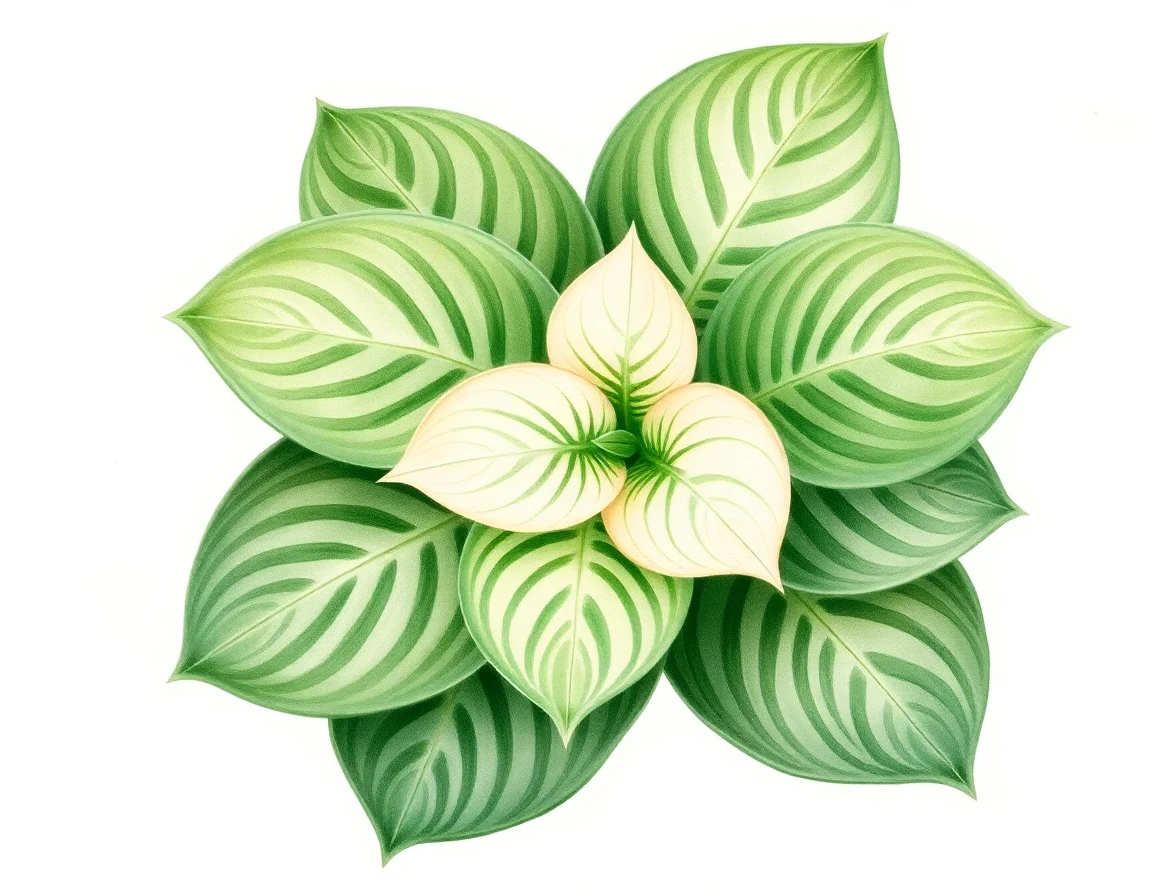 Watercolor illustration of Hosta 'Concordia Petite'
