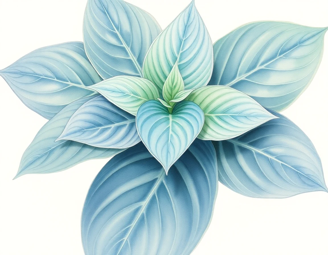 Watercolor illustration of Hosta 'Confused Angel'