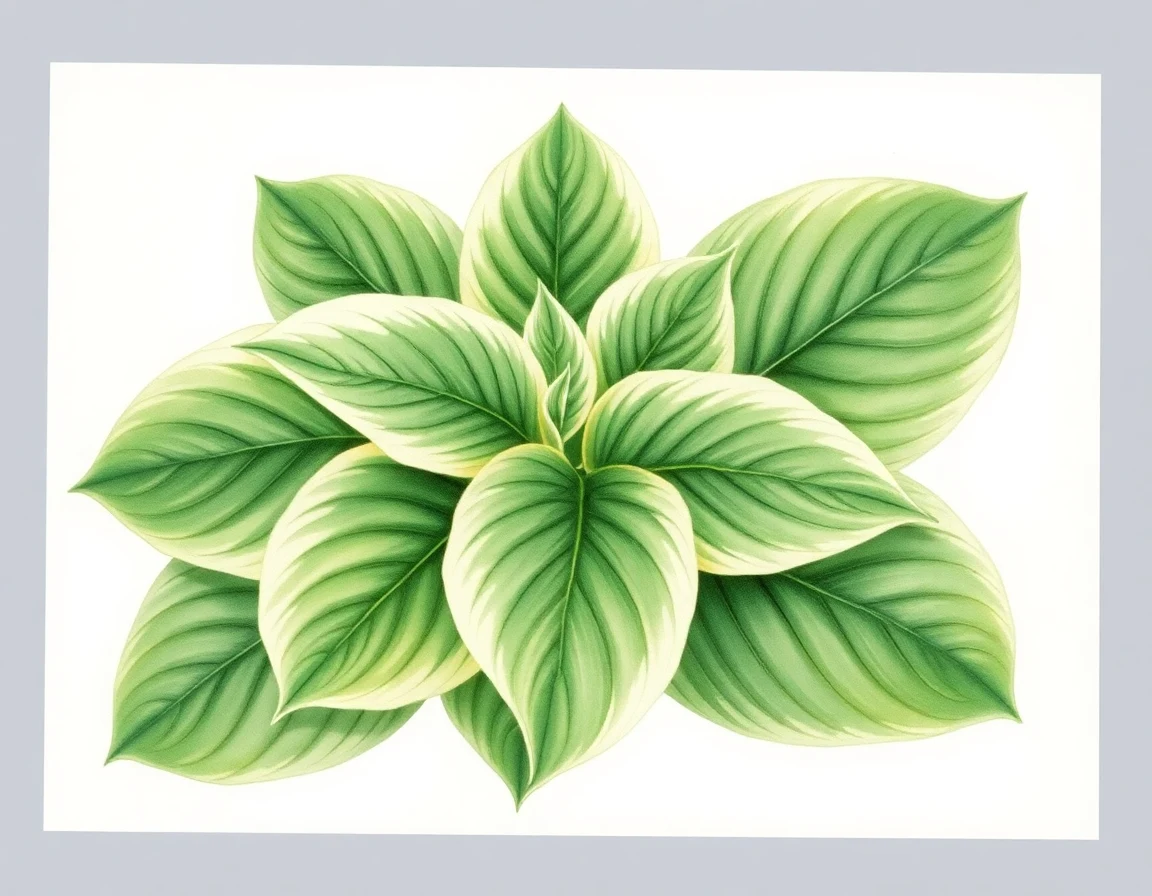 Watercolor illustration of Hosta 'Cool as a Cucumber'