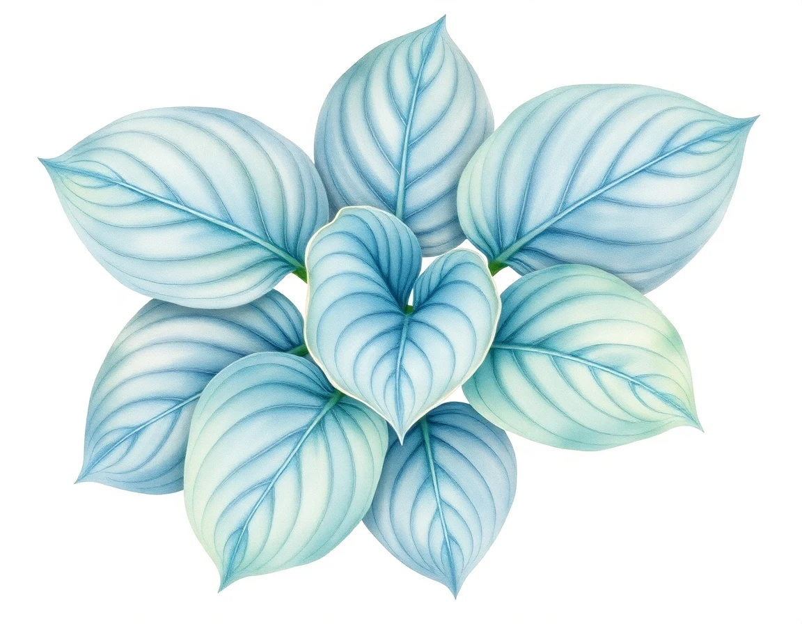 Watercolor illustration of Hosta 'Cool Dreams'