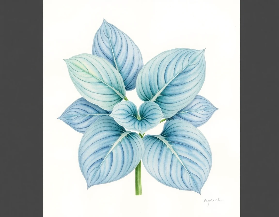 Watercolor illustration of Hosta 'Cool Waters'
