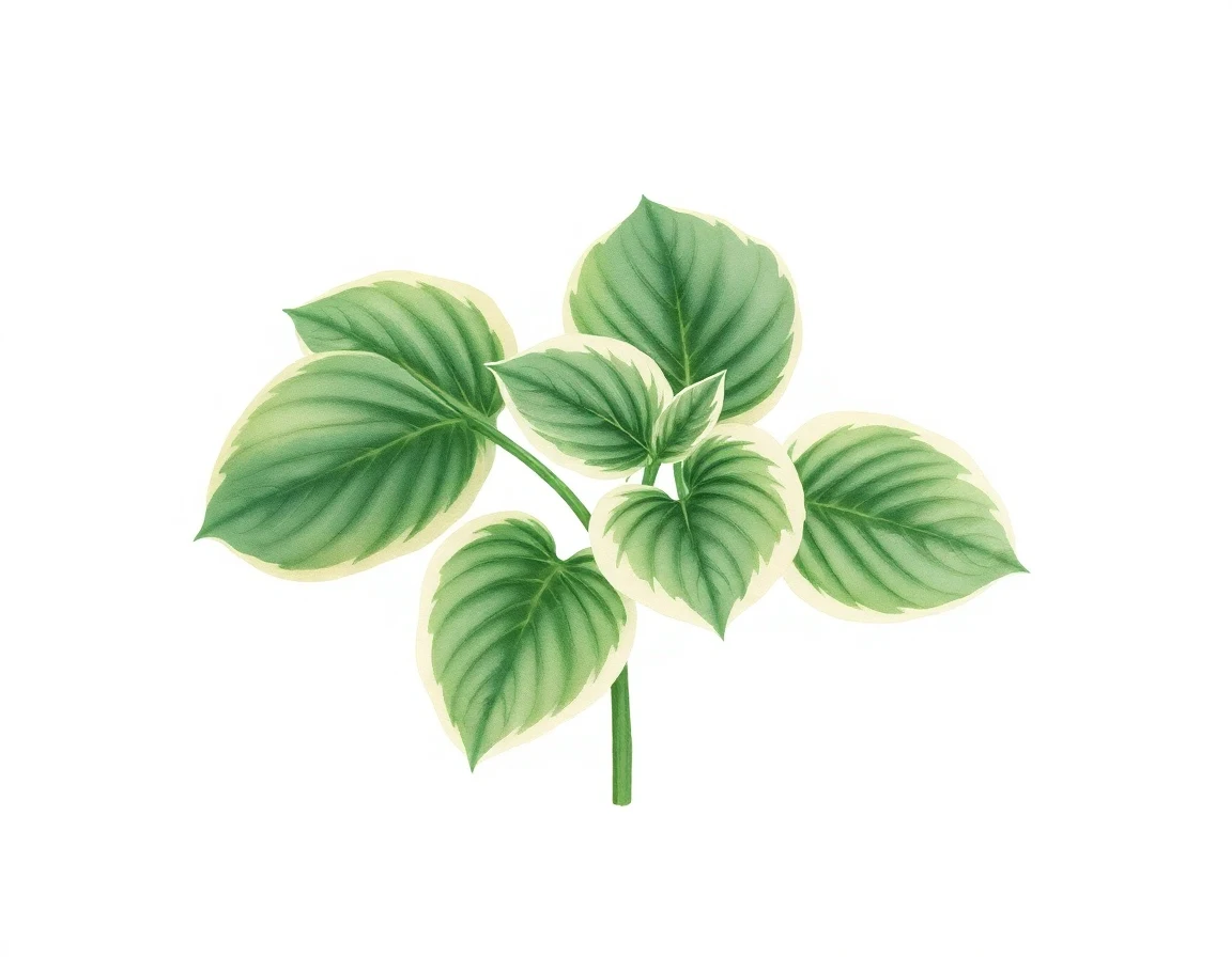 Watercolor illustration of Hosta 'Coquette'